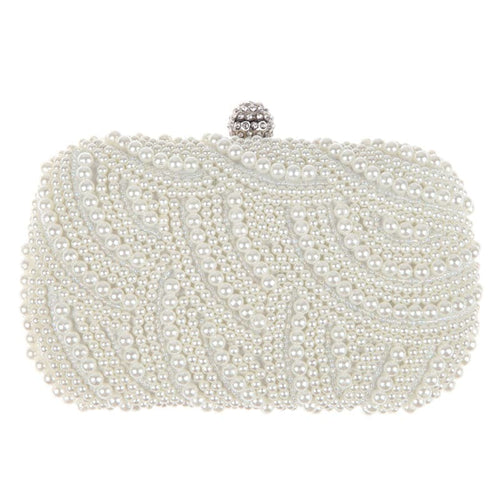 MOJOYCE Women's Fashion Premium Quality Oval Shaped Pearl Beaded Clutch Bag - Divine Inspiration Styles