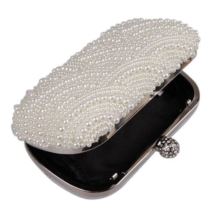 MOJOYCE Women's Fashion Premium Quality Oval Shaped Pearl Beaded Clutch Bag - Divine Inspiration Styles
