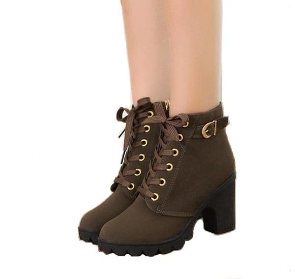 JIASHA Women's Fashion Genuine Leather Laced Up Ankle Boots - Divine Inspiration Styles