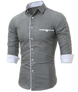T-BIRD Men's Business Casual Fashion 3/4 Long Sleeves Social Dress Shirt - Divine Inspiration Styles