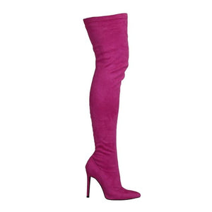 TAMANNA Women's Elegant Fine Fashion Elastic Velvet Thigh High Dress Boots - Divine Inspiration Styles