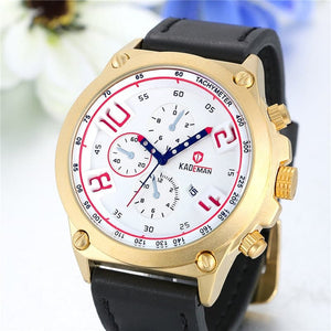 KADEMAN Men's Luxury Fashion Golden Blue Premium Quality Leather Quartz Watch - Divine Inspiration Styles
