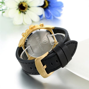 KADEMAN Men's Luxury Fashion Golden Blue Premium Quality Leather Quartz Watch - Divine Inspiration Styles