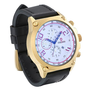 KADEMAN Men's Luxury Fashion Golden Blue Premium Quality Leather Quartz Watch - Divine Inspiration Styles