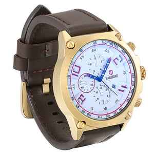 KADEMAN Men's Luxury Fashion Golden Blue Premium Quality Leather Quartz Watch - Divine Inspiration Styles