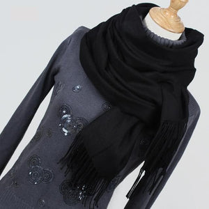 LIVAGIRL Women's Fashion Solid Color Cashmere Scarves with Tassels - Divine Inspiration Styles