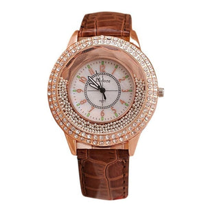 ISIDORE Women's Fashion Genuine Leather Luxury Rhinestone Watch - Divine Inspiration Styles