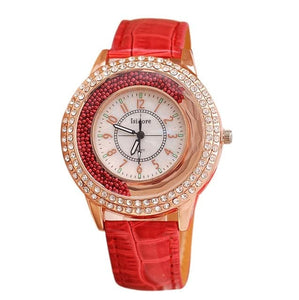 ISIDORE Women's Fashion Genuine Leather Luxury Rhinestone Watch - Divine Inspiration Styles