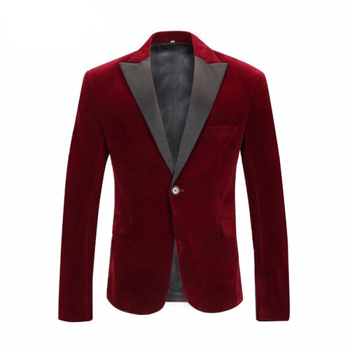 PYJTRL Men's Fashion Premium Quality One Button Velvet Blazer Suit Jacket - Divine Inspiration Styles