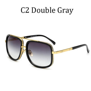 DPZ Men's & Women's Fashion Gray Black Gold Retro Style Fine Fashion Square Luxury Sunglasses - Divine Inspiration Styles