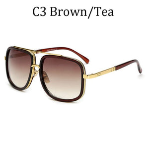 DPZ Men's & Women's Fashion Gray Black Gold Retro Style Fine Fashion Square Luxury Sunglasses - Divine Inspiration Styles