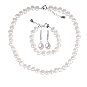 LACEY Women's Genuine Natural Freshwater White Pearl Jewelry Set - Divine Inspiration Styles