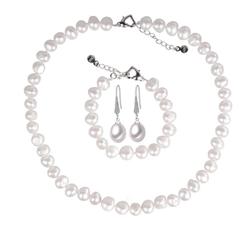 LACEY Women's Genuine Natural Freshwater White Pearl Jewelry Set - Divine Inspiration Styles