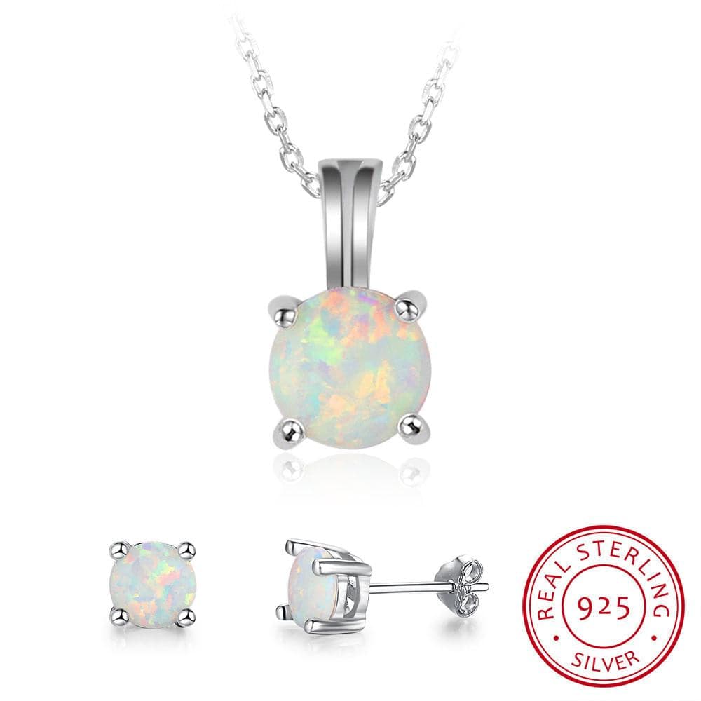 JQUEEN Women's Genuine White Opal 2PCS Jewelry Set - Divine Inspiration Styles