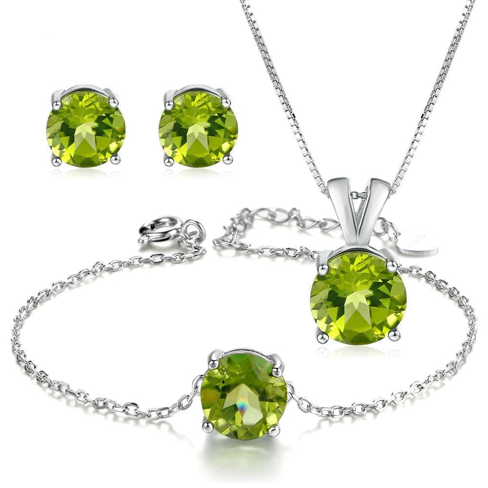 MBY Women's Fine Fashion Genuine Green Peridot Gemstone 3PCS Jewelry Set - Divine Inspiration Styles