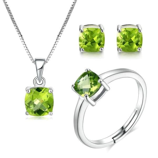 MBY Women's Fine Fashion Genuine Peridot Gemstone 3PCS Ring Jewelry Set - Divine Inspiration Styles