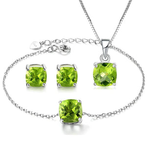 MBY Women's Fine Fashion Genuine Peridot Gemstone 3PCS Bracelet Jewelry Set - Divine Inspiration Styles