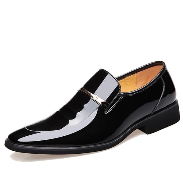 QFFAZ Men's Genuine Leather Formal Wedding Party & Business Dress Shoes Black / 9.5