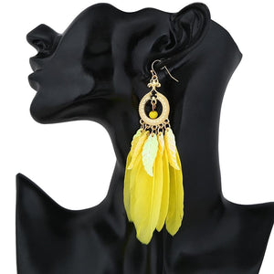 HCL Women's Elegant Fashion Colorful Feather Tassel Earrings - Divine Inspiration Styles