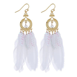 HCL Women's Elegant Fashion Colorful Feather Tassel Earrings - Divine Inspiration Styles