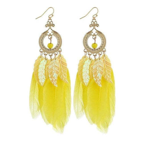 HCL Women's Elegant Fashion Colorful Feather Tassel Earrings - Divine Inspiration Styles