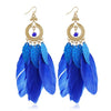HCL Women's Elegant Fashion Colorful Feather Tassel Earrings - Divine Inspiration Styles