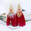 HCL Women's Elegant Fashion Colorful Feather Tassel Earrings - Divine Inspiration Styles