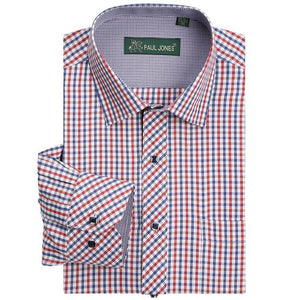 PAUL JONES Men's Classic Business Plaid Design Long Sleeves Dress Shirt - Divine Inspiration Styles