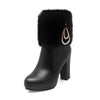 ROSALINE Design Women's Fashion Elegant Plush Fur Platform Rhinestone Shoes - Divine Inspiration Styles