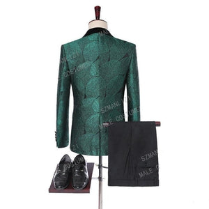 SZSUITS Men's Fashion Suit Sets With Pants Italian Tuxedo Polished Velvet Lapel Blazer Suit Set - Divine Inspiration Styles