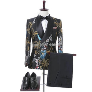 SZSUITS Men's Fashion Suit Sets With Pants Italian Tuxedo Polished Velvet Lapel Blazer Suit Set - Divine Inspiration Styles