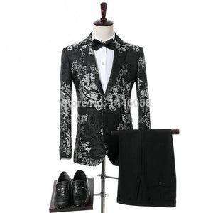 SZSUITS Men's Fashion Suit Sets With Pants Italian Tuxedo Polished Velvet Lapel Blazer Suit Set - Divine Inspiration Styles