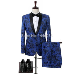 SZSUITS Men's Fashion Suit Sets With Pants Italian Tuxedo Polished Velvet Lapel Blazer Suit Set - Divine Inspiration Styles