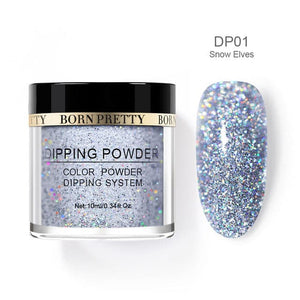 Dip powder glitter and white. Snowy nails