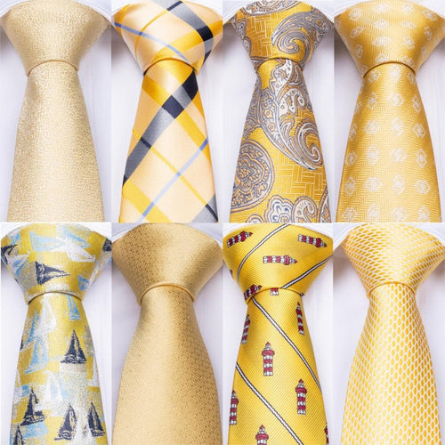 DBG VIP Design Collection Men's Fashion Golden Yellow 100% Premium Quality Silk Ties - Divine Inspiration Styles