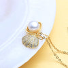 FENASY Women's Fine Fashion Golden Shell Genuine Pearl Necklace Jewelry - Divine Inspiration Styles