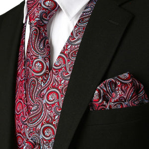 KINGSTON Design Men's Fashion Gold Blue Purple Paisley 3PCS Suit Set - Divine Inspiration Styles