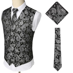 KINGSTON Design Men's Fashion Gold Blue Purple Paisley 3PCS Suit Set - Divine Inspiration Styles