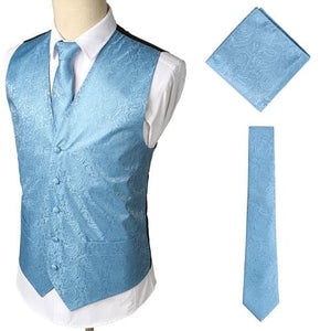 KINGSTON Design Men's Fashion Gold Blue Purple Paisley 3PCS Suit Set - Divine Inspiration Styles