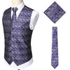 KINGSTON Design Men's Fashion Gold Blue Purple Paisley 3PCS Suit Set - Divine Inspiration Styles